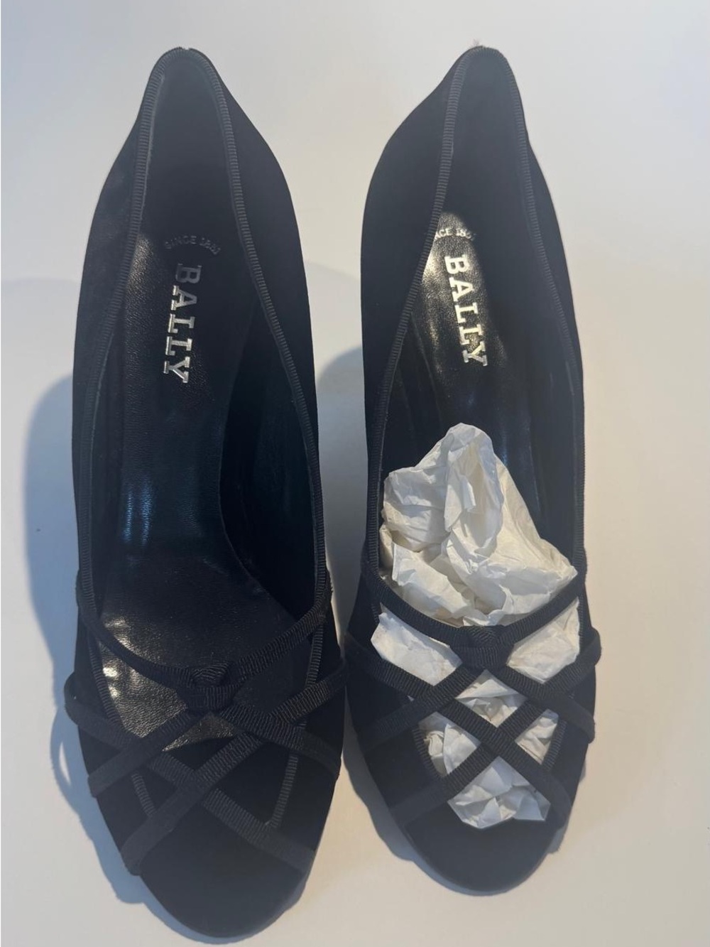Bally Black Crisscross Peep-Toe Pumps